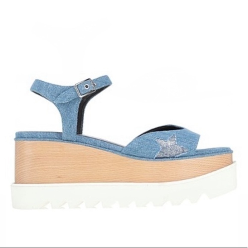 Stella McCartney Blue and White Platform Sandals